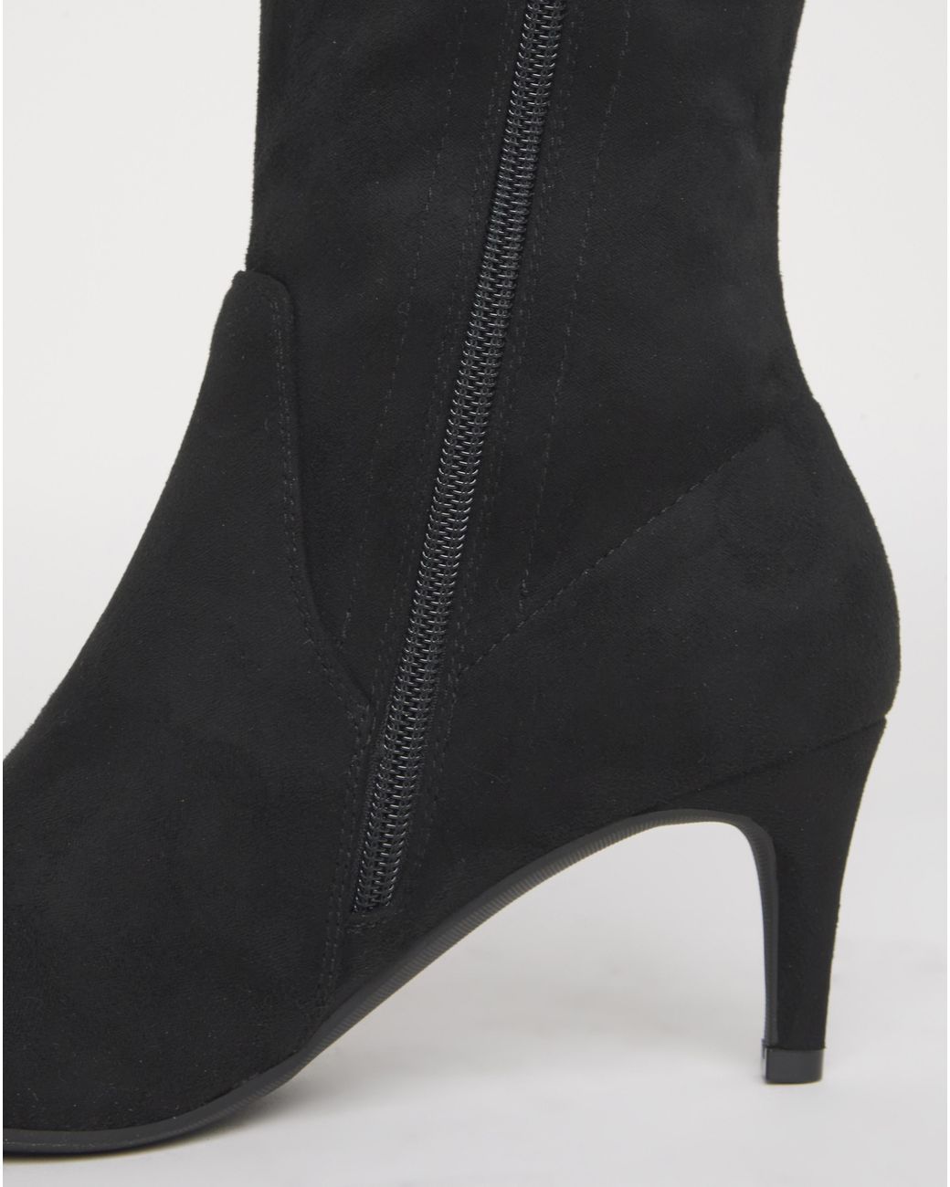 JD Williams White Kitten Heel Knee High Sock Boot E C