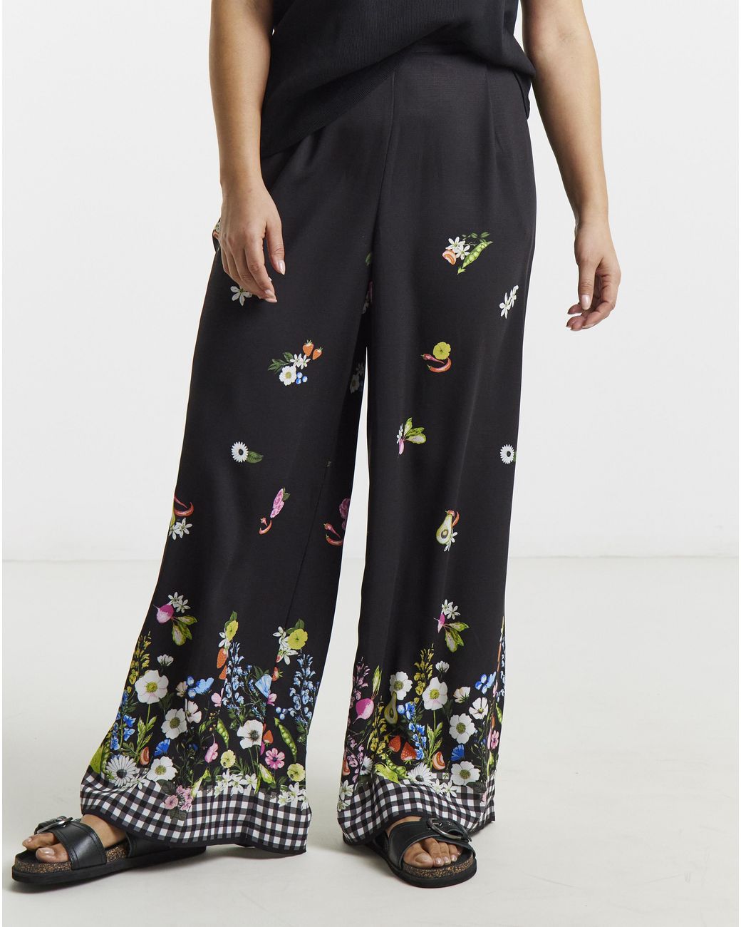 Simply Be Blue Fruit & Veg Print Trouser