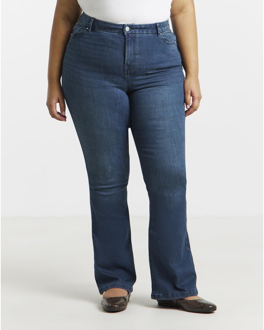 Simply Be Blue Stretch Denim Flared Jeans