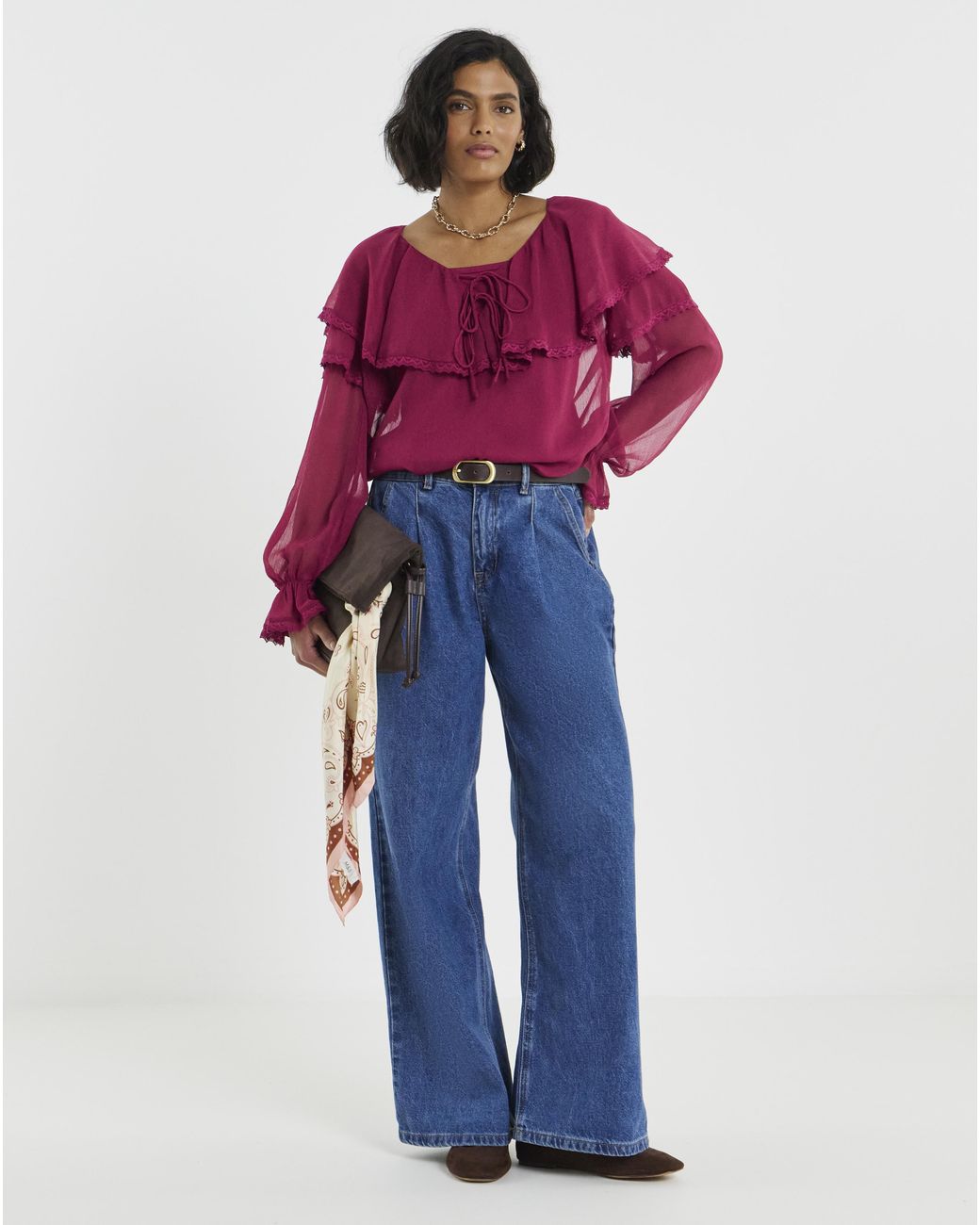 Simply Be Red Frill Collar Blouse