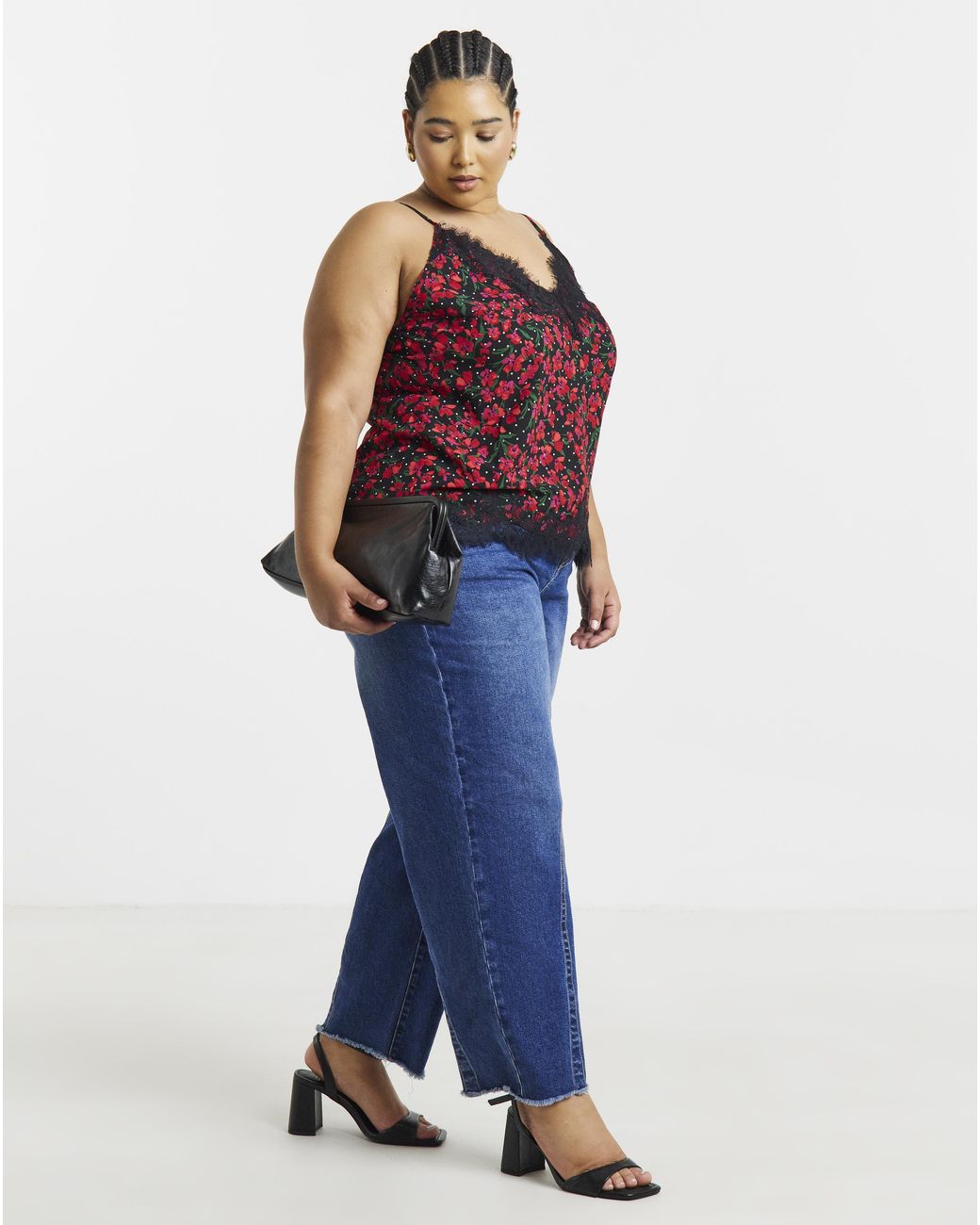 Simply Be Red Lace Trim Cami
