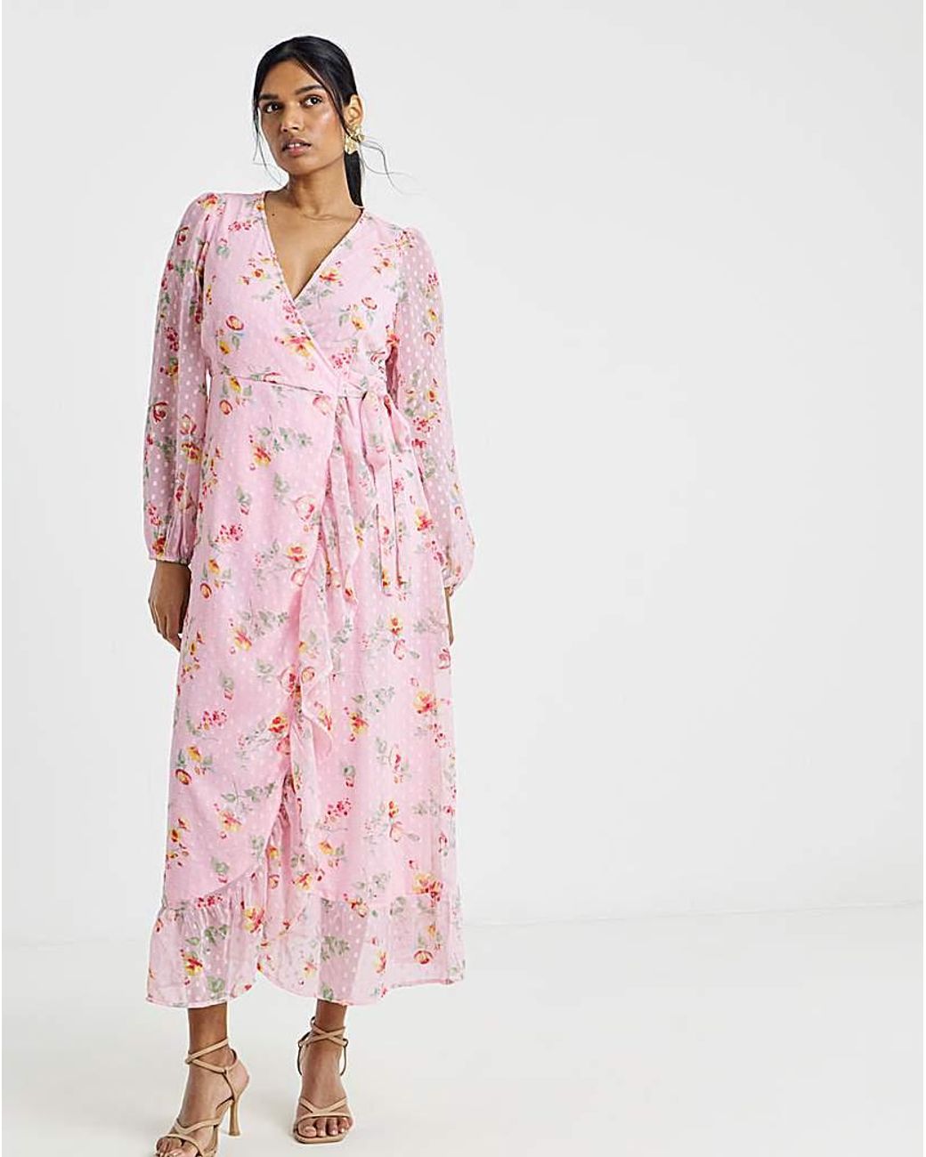 Vila Pink L/S Ankle Wrap Dress