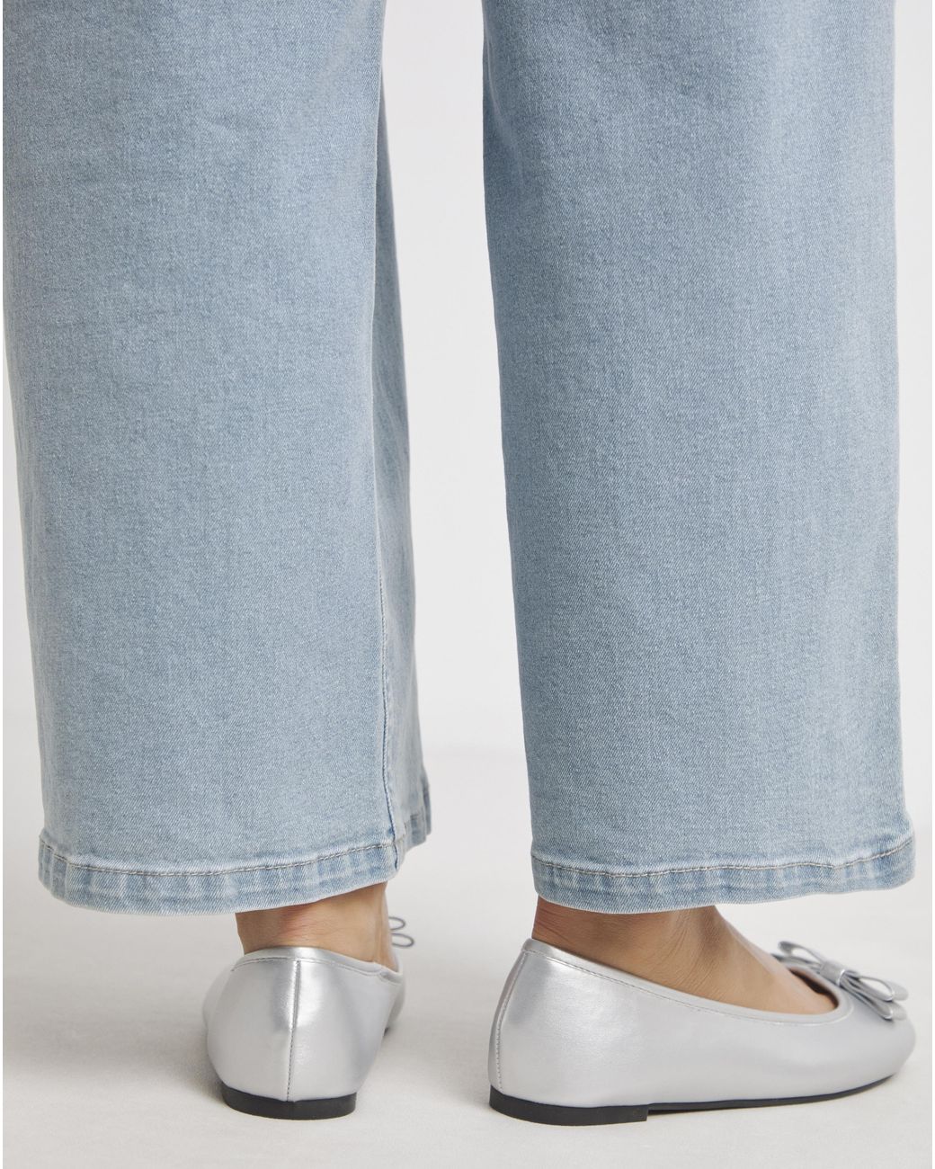Simply Be Blue Classic Ballerina Bow Shoe Wide