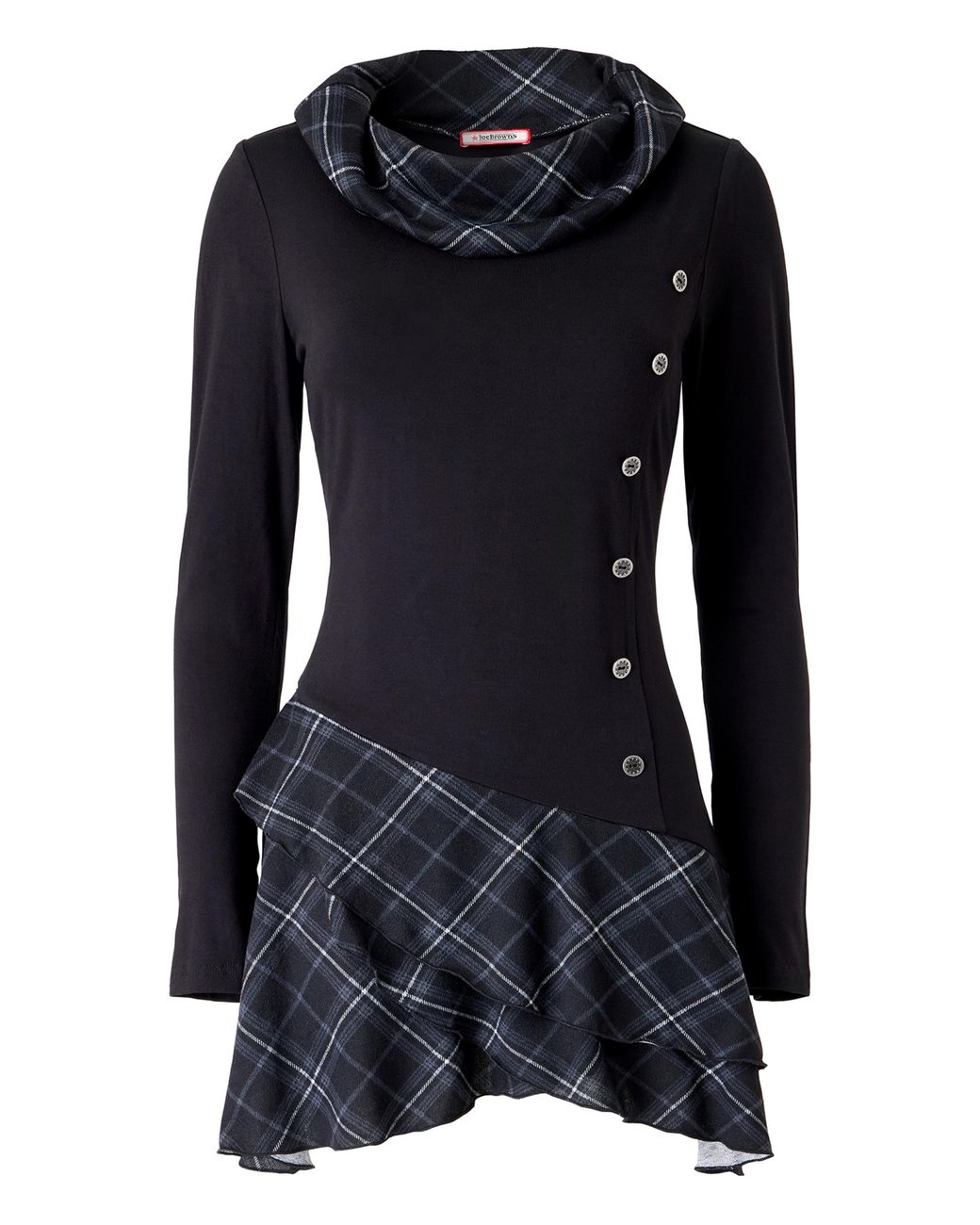 Joe Browns Black Checked Cowl Neck Tunic Top