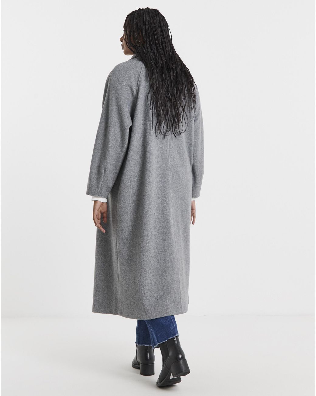 Simply Be Blue Funnel Neck Faux Wool Coat