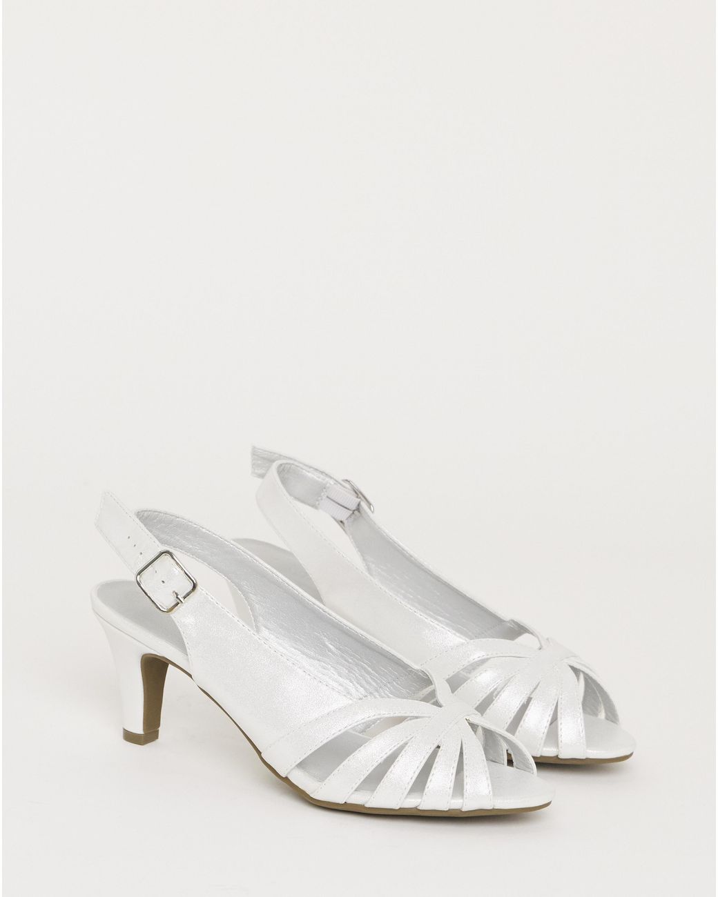 JD Williams Gray Peep Toe Slingback Shoes Wide
