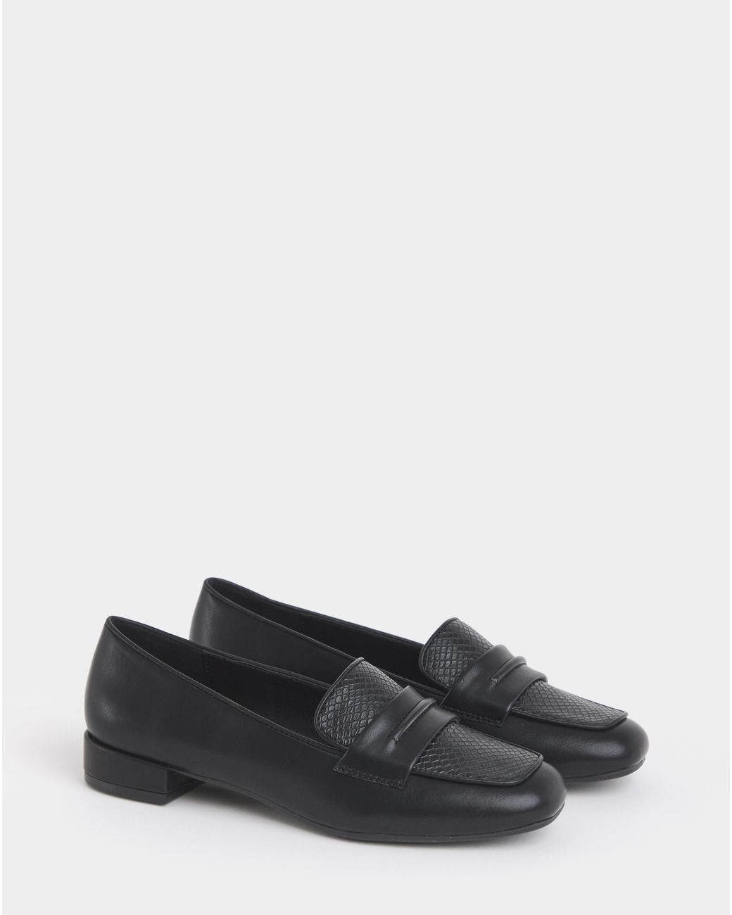 JD Williams Black Block Heel Penny Loafer Ex Wide