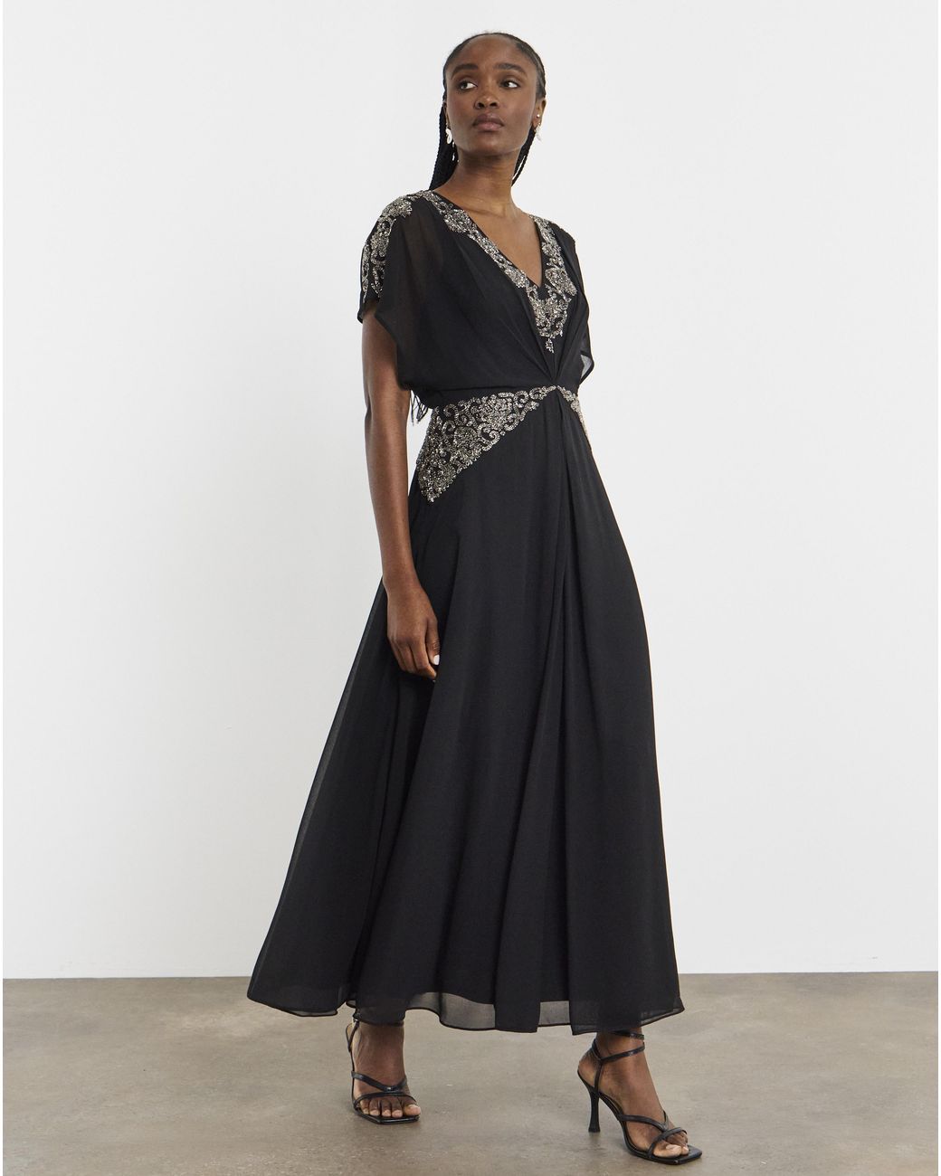Joanna Hope Black Beaded Maxi Dress