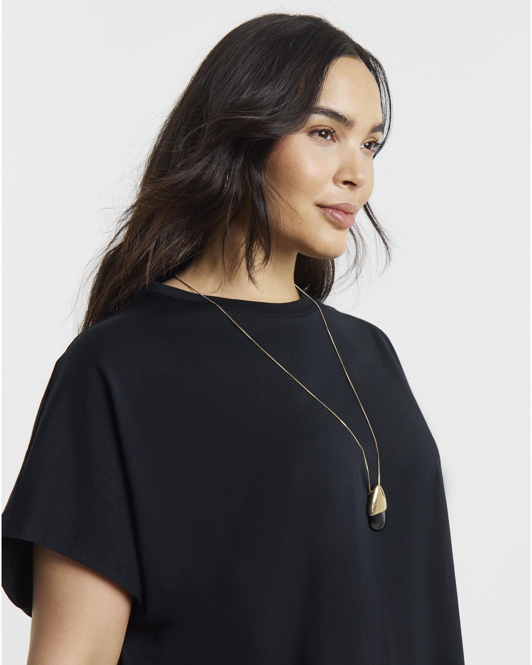 Simply Be Black Slouchy Dip Back T-Shirt
