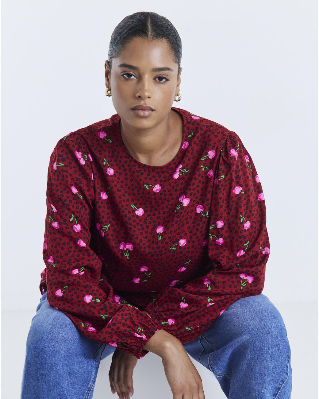 Simply Be Red Long Sleeve Peplum Top