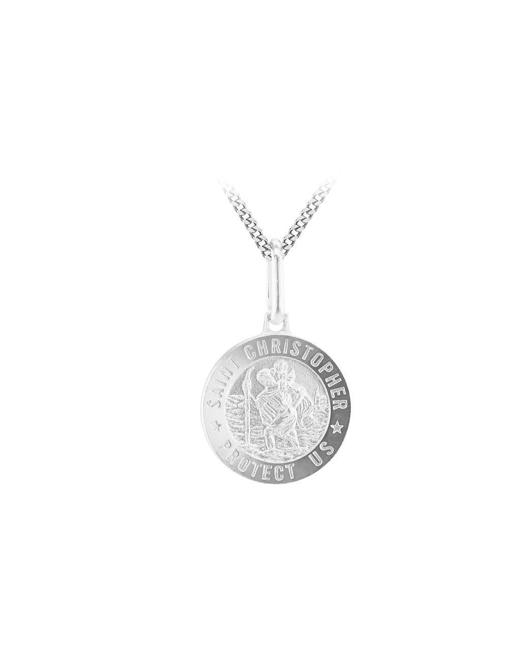 iJewel White Sterling St.Christopher Necklace