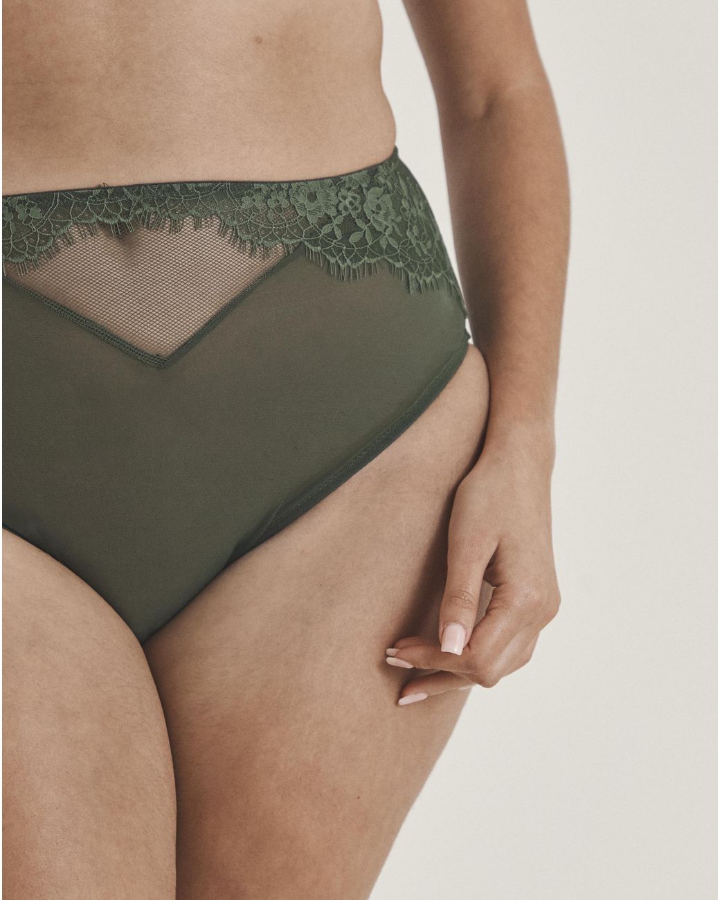 Pretty Secrets Green Lace Full Briefs
