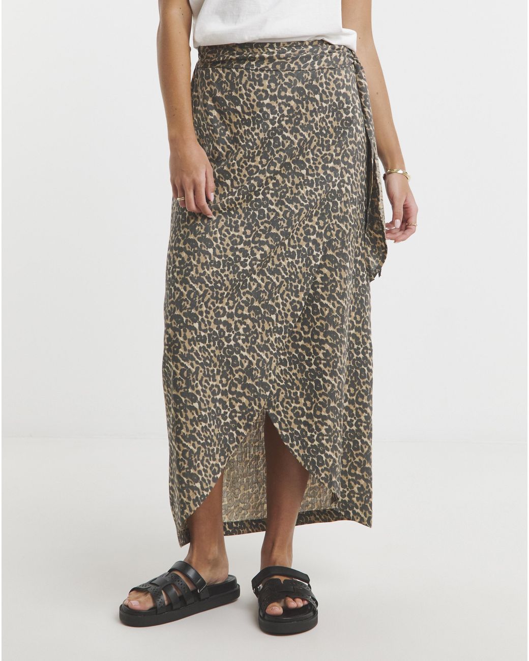 Simply Be Multicolor Linen Mix Wrap Midi Skirt
