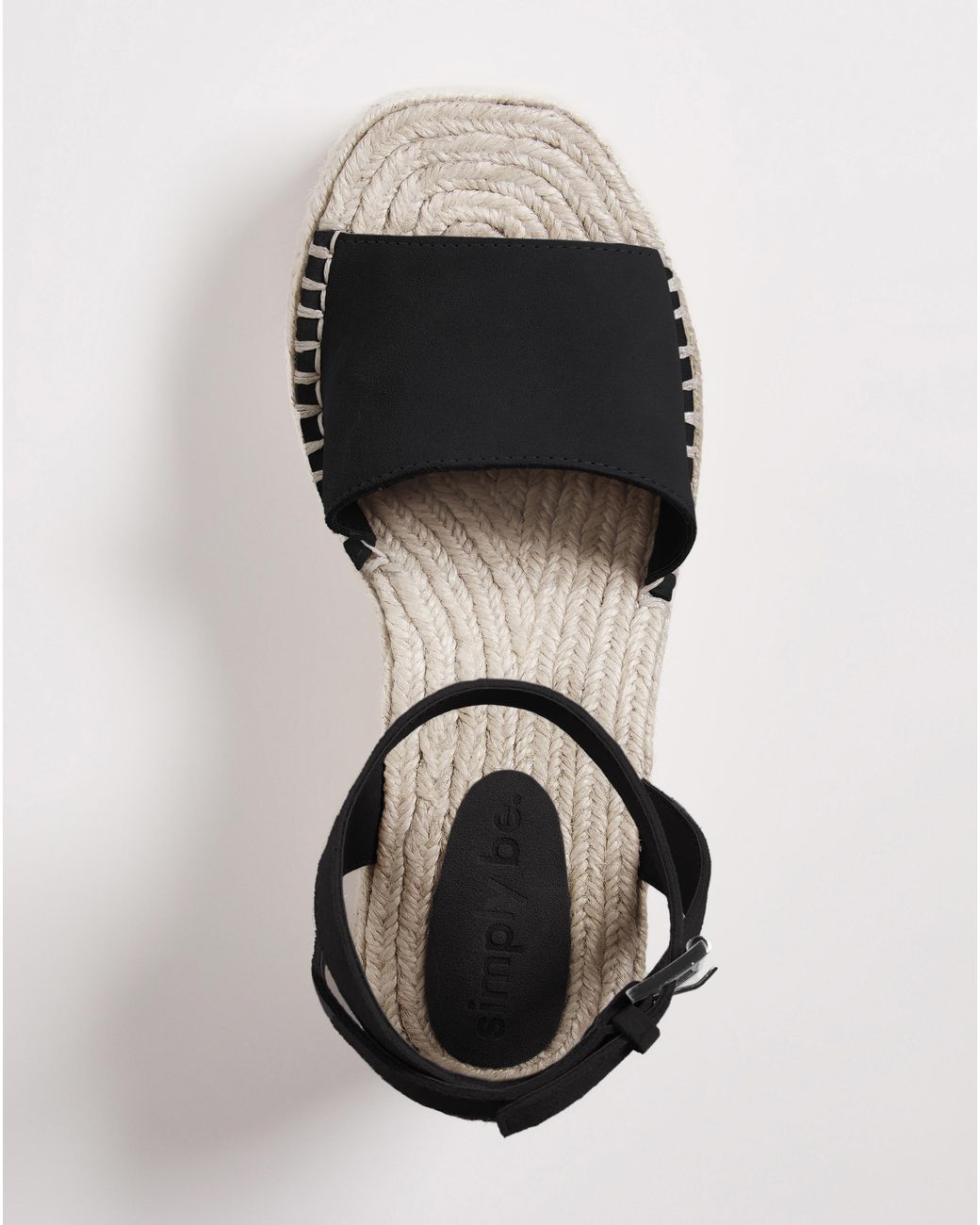 Simply Be Black Suede Espadrille Wedge Sandals Wide