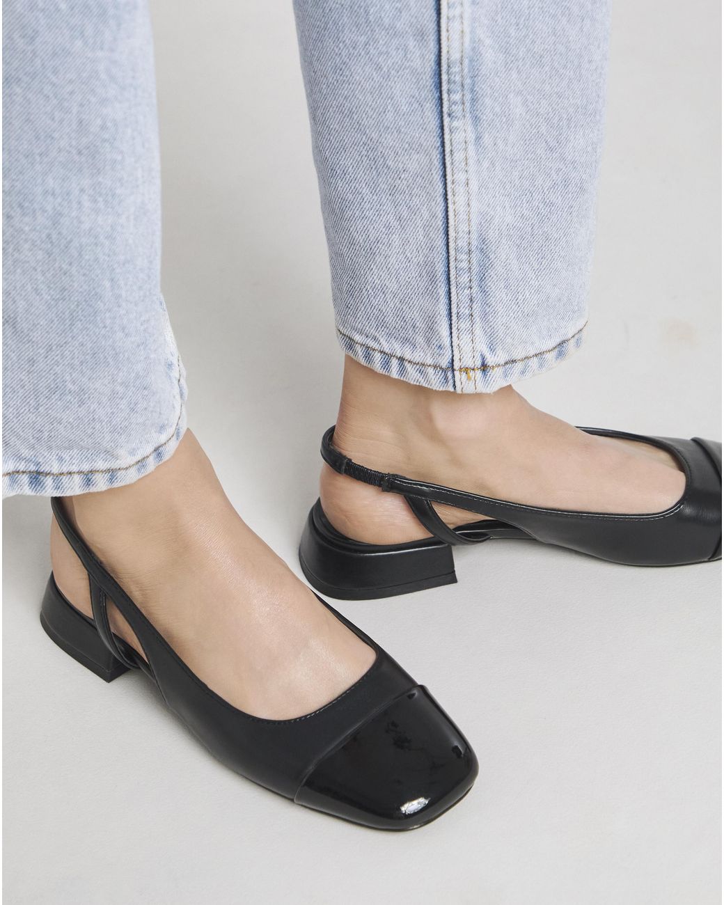 Simply Be Gray Slingback Toe Cap Shoes Wide Fit