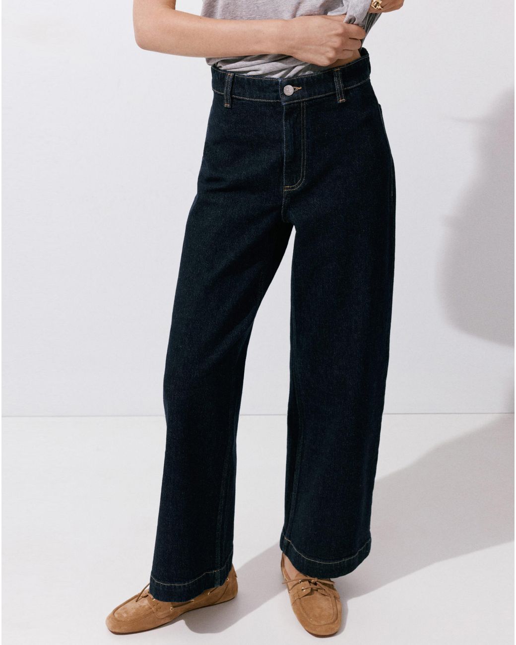 Mango Black Catherin Culotte High-Rise Jeans