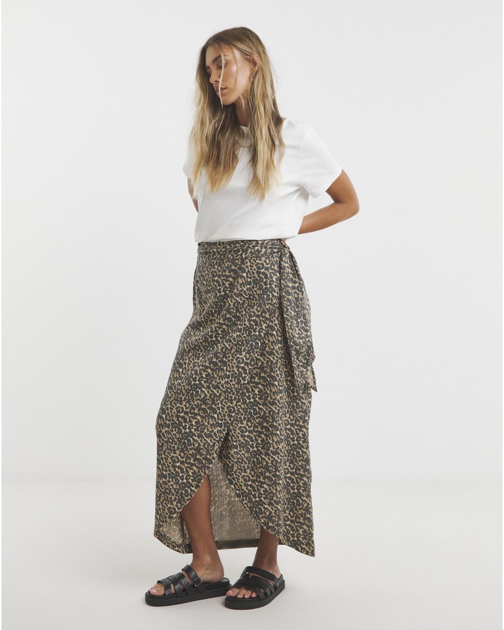 Simply Be Multicolor Linen Mix Wrap Midi Skirt