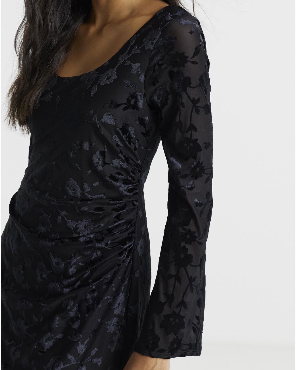 Flounce London Black Burnout Detail Maxi Dress