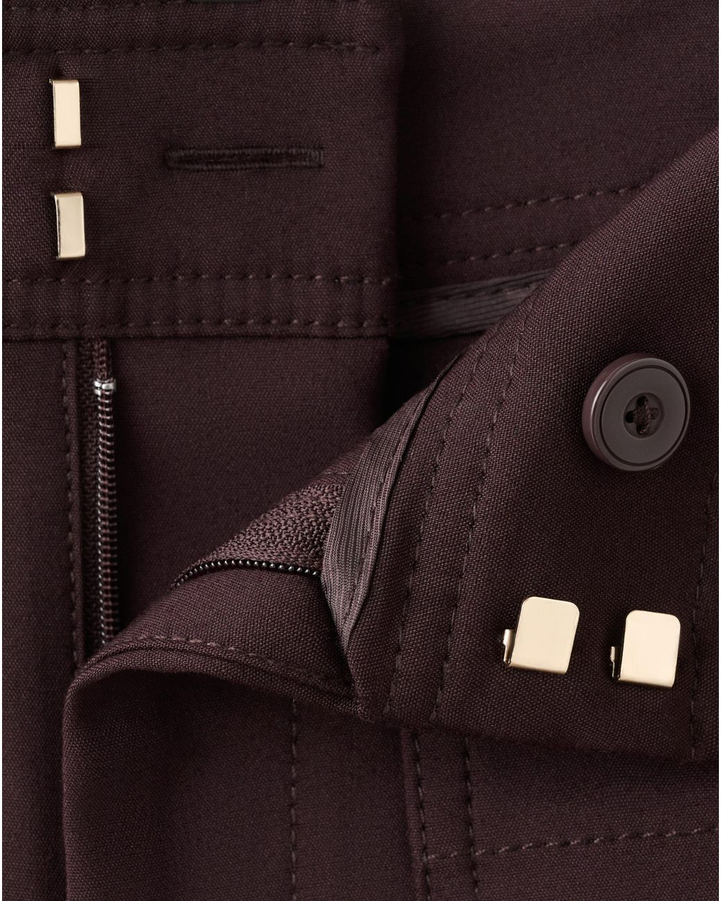 Mango Purple Wide Leg Trouser Button Detail