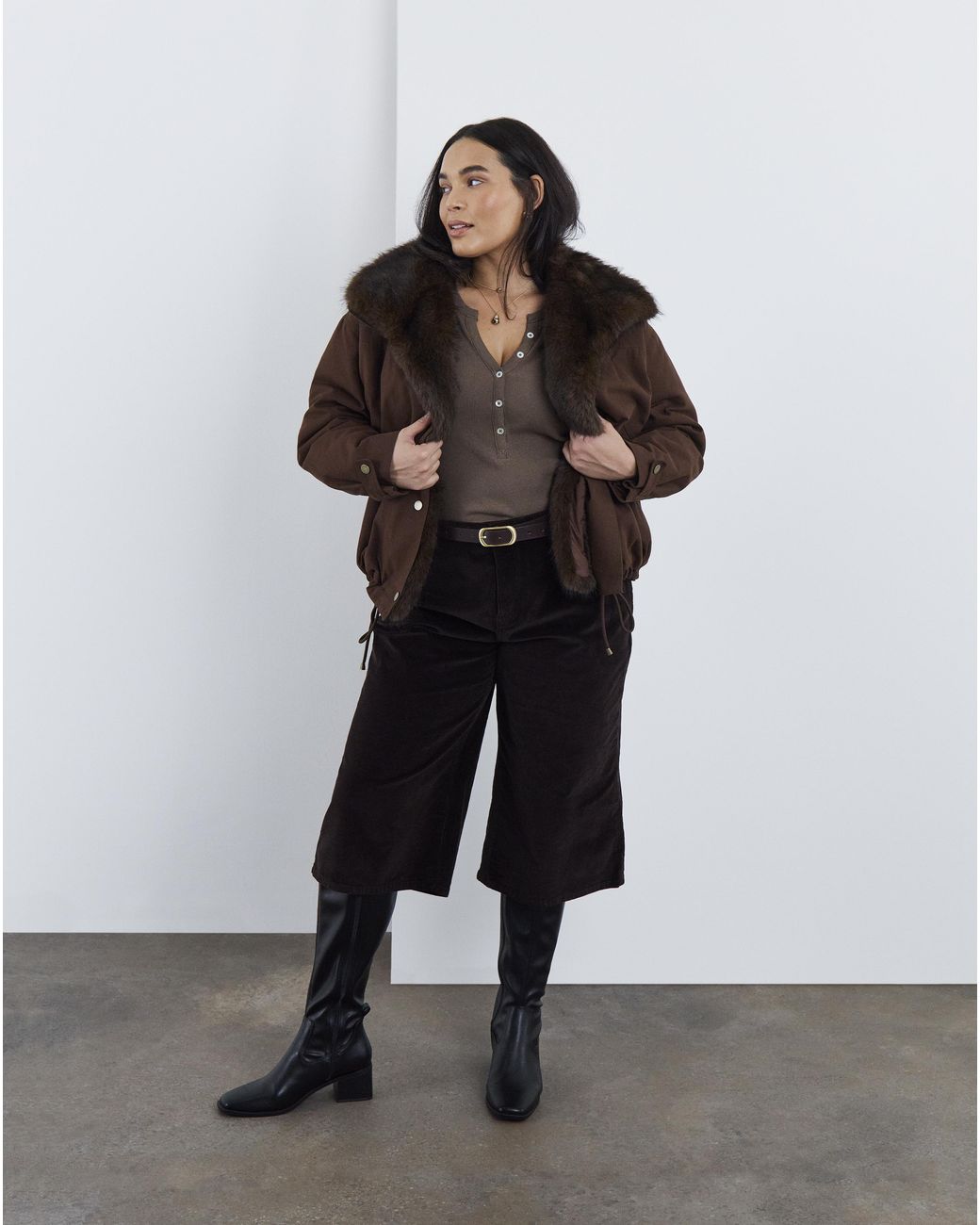 Simply Be Black Faux Fur Collar Parka Jacket