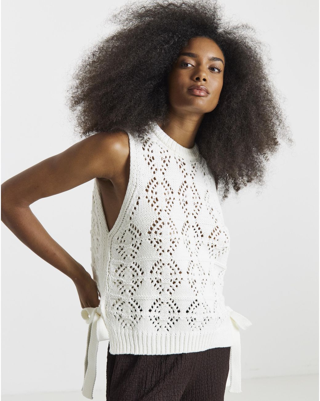Simply Be Gray Cotton Tie Side Knitted Tank