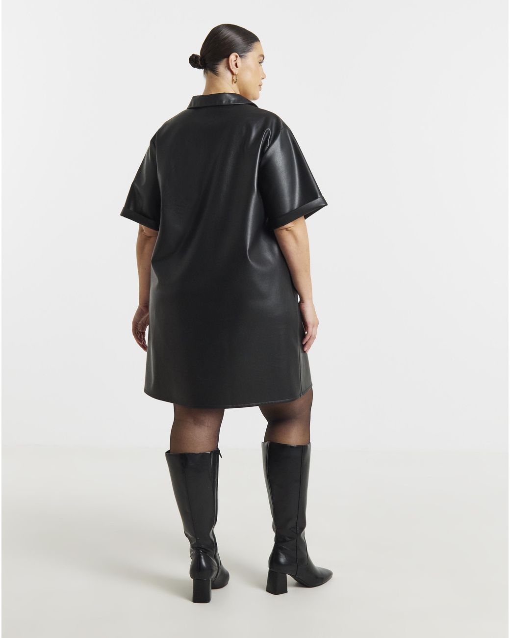 Simply Be Black Pu Shirt Dress
