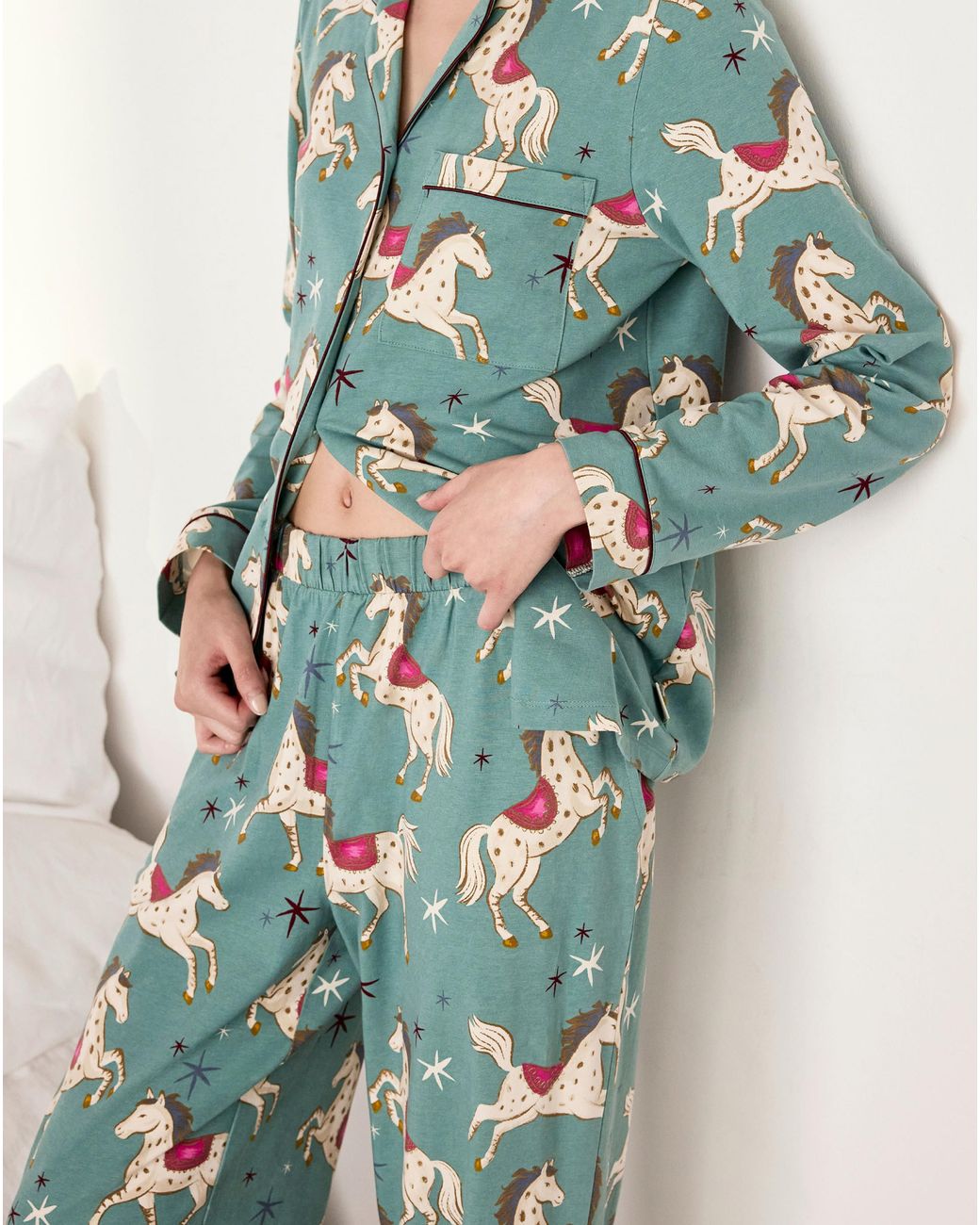 Chelsea Peers Green Classic Long Button Up Set