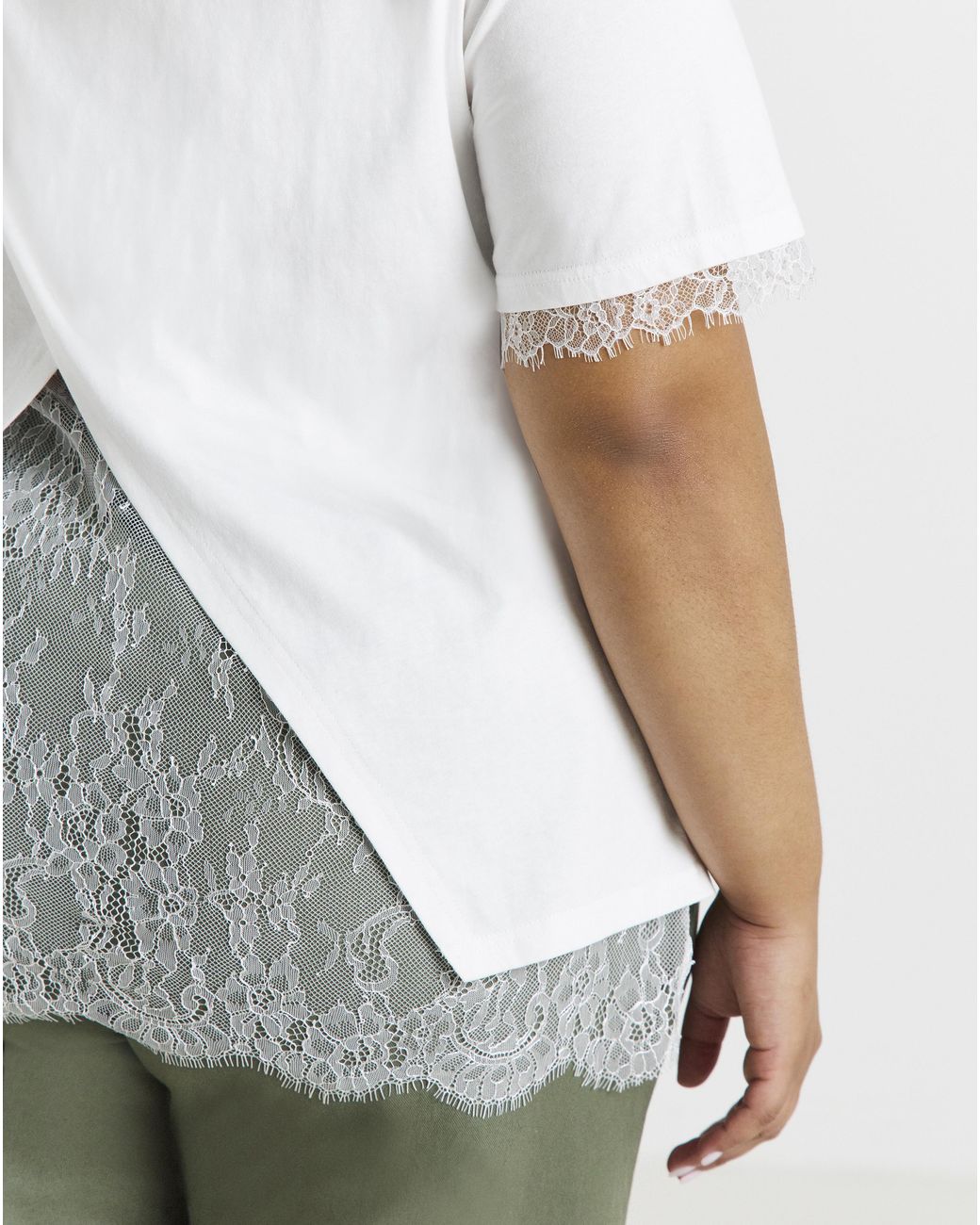 Simply Be White Lace Insert Back Tee