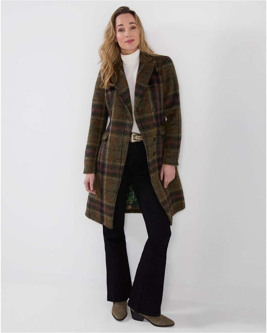 Joe Browns Brown Tessa Asymmetric Check Coat