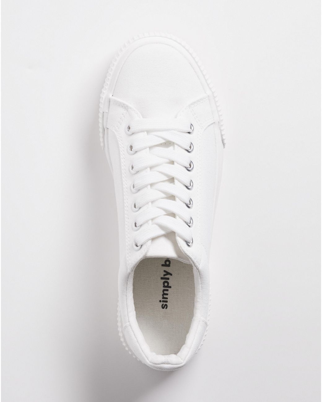 Simply Be White Canvas Trainer Chunky Ribbed Sole Wide