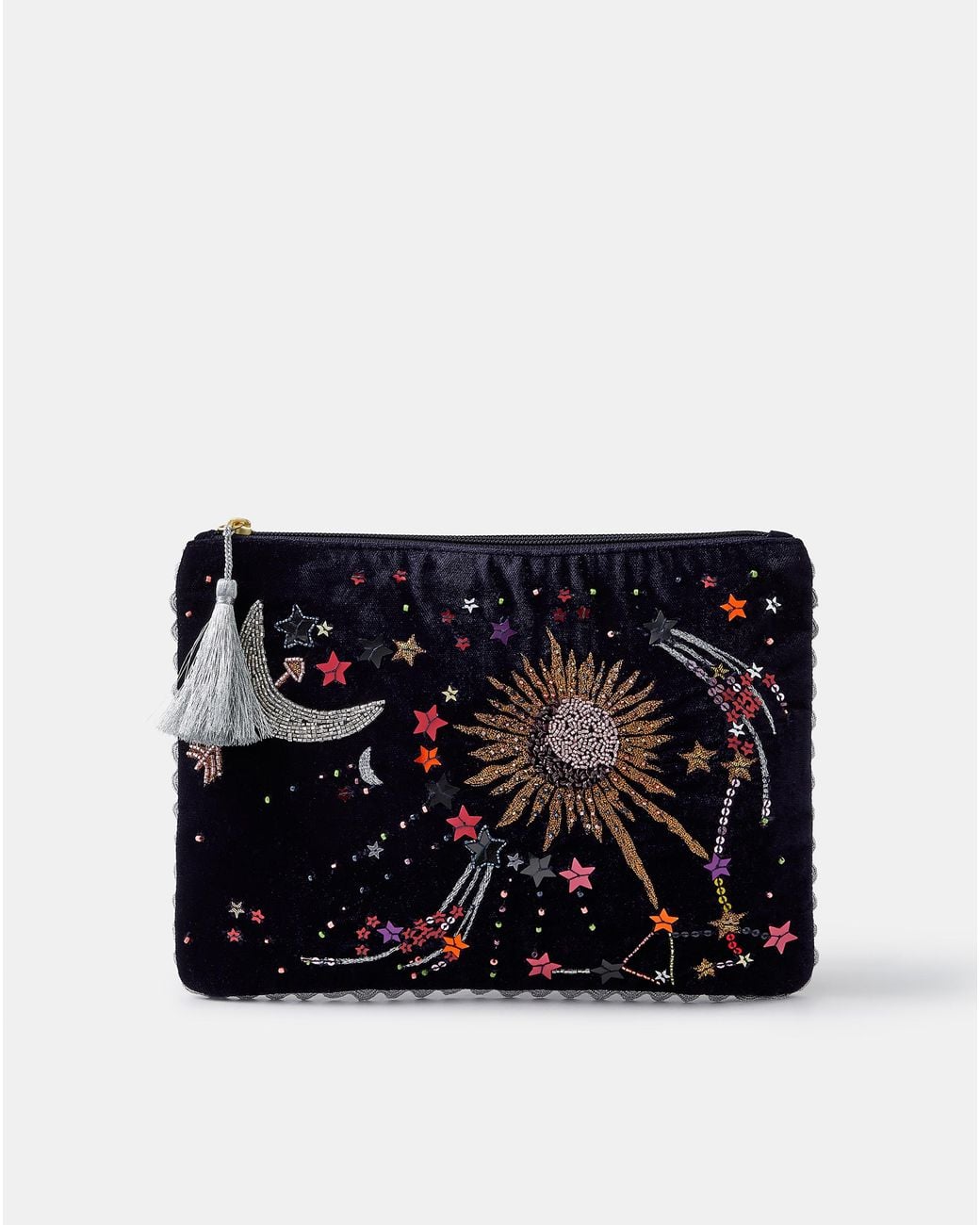 Accessorize Black Embellished Velvet Pouch