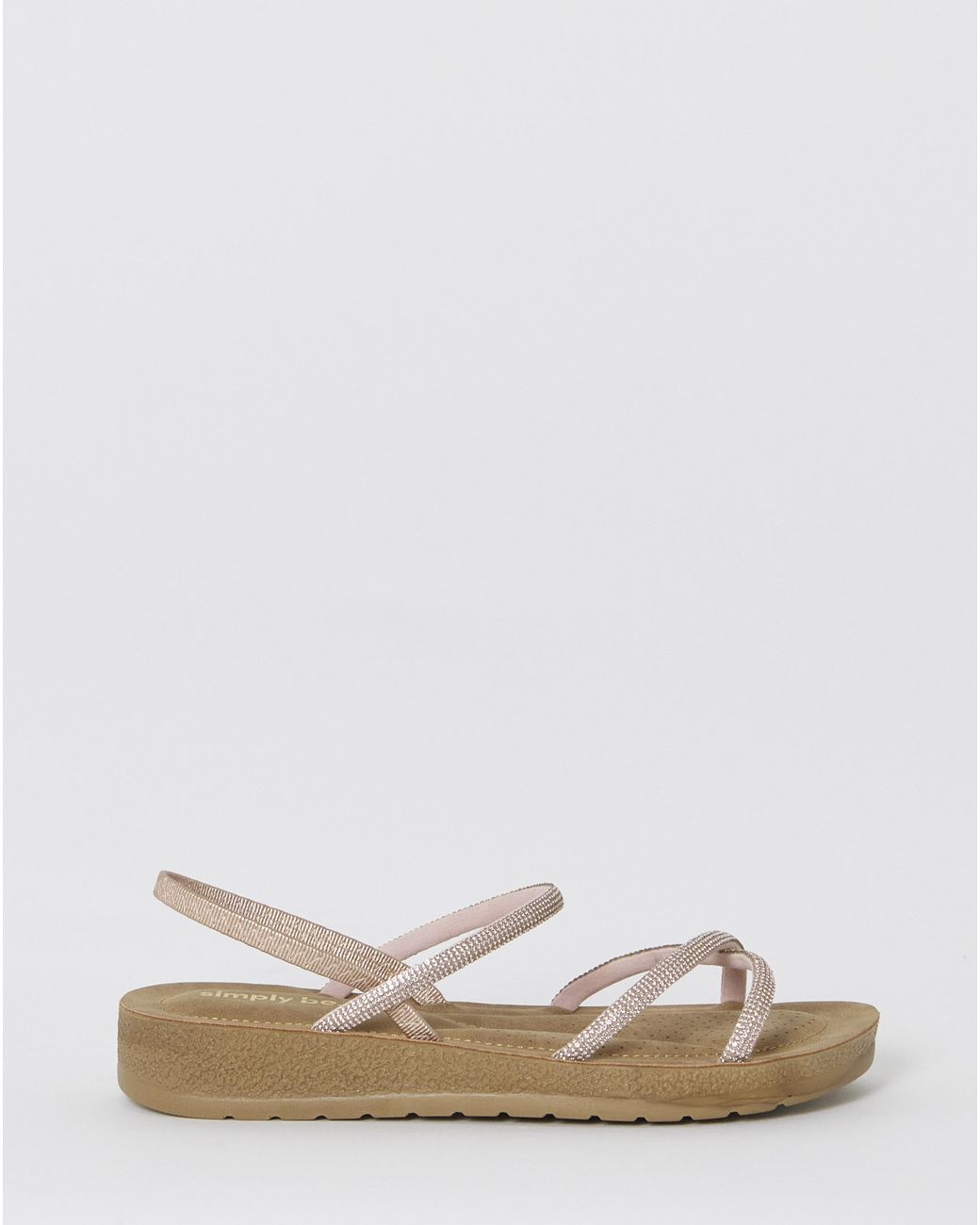 Simply Be Natural Sparkly Comfort Sandals Extra Wide