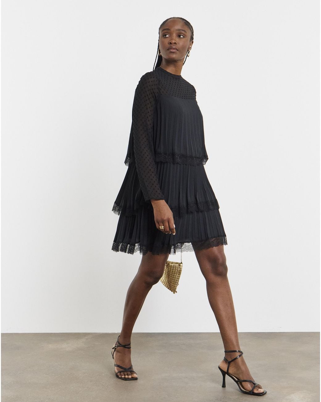 Joanna Hope Black Tiered Shift Dress