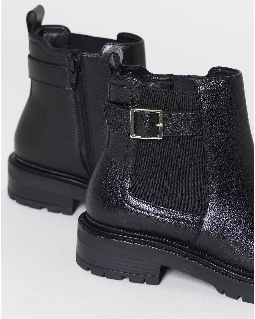 Simply Be Black Chelsea Buckle Ankle Boot Ex Wide