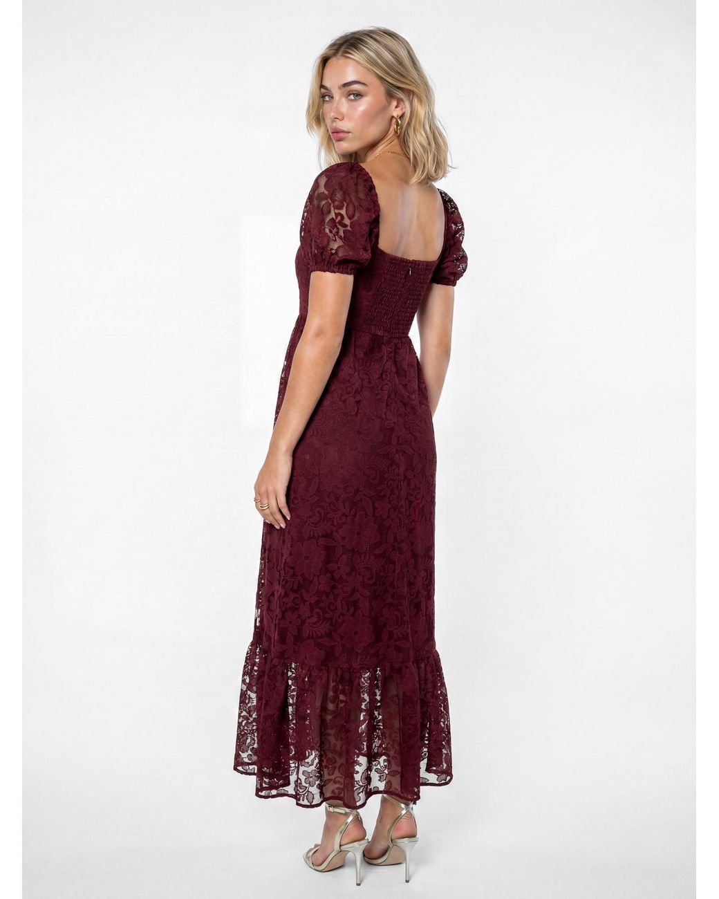 Lovedrobe Red Floral Lace Midaxi Dress