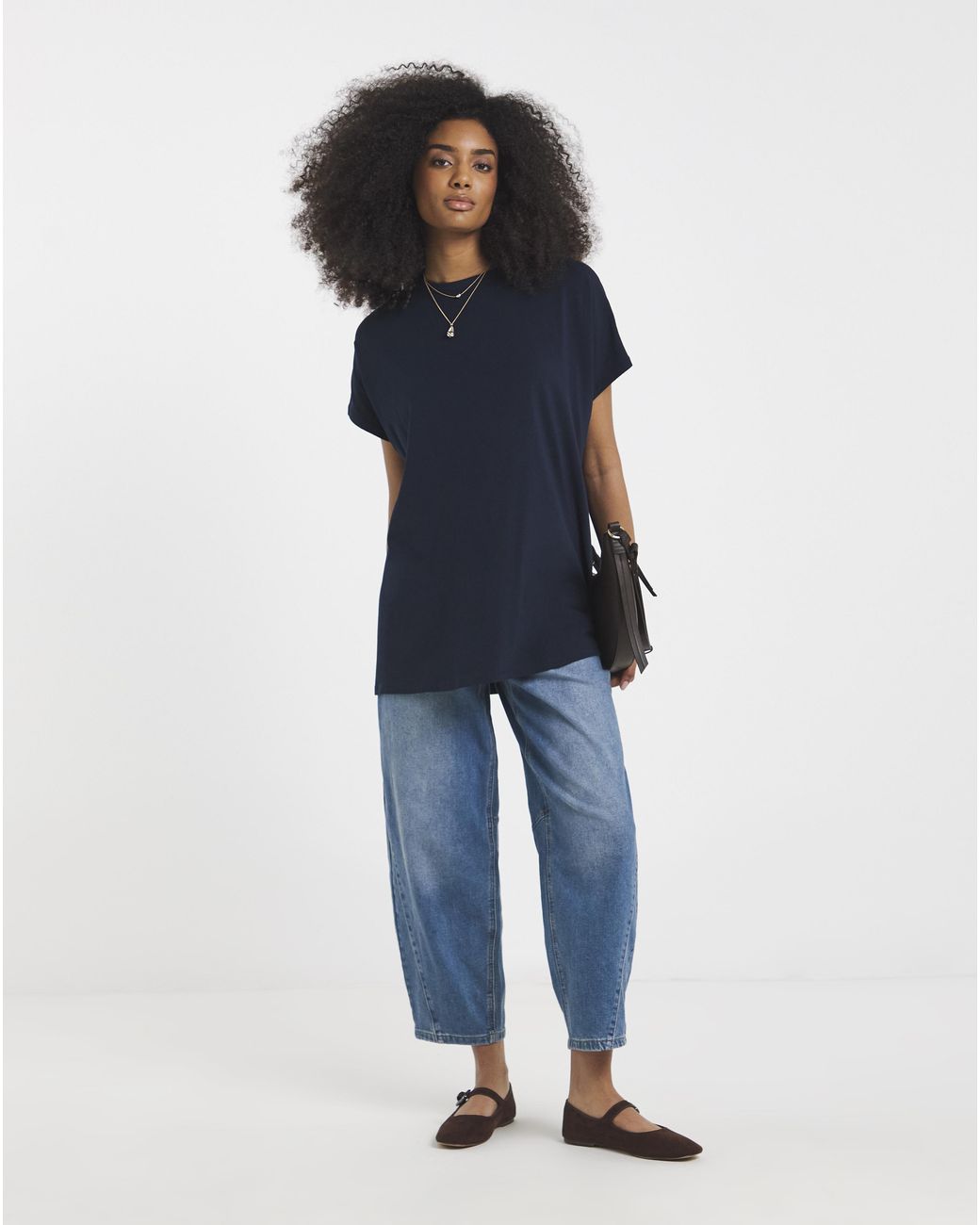 Simply Be Blue Slouchy Dip Back T-Shirt
