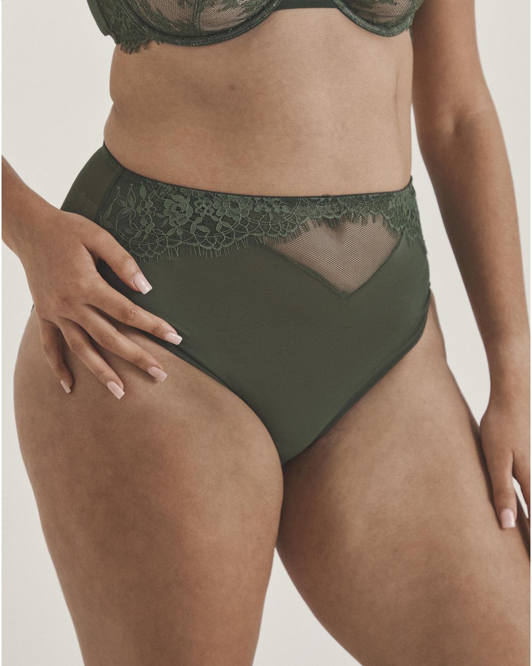 Pretty Secrets Green Lace Full Briefs