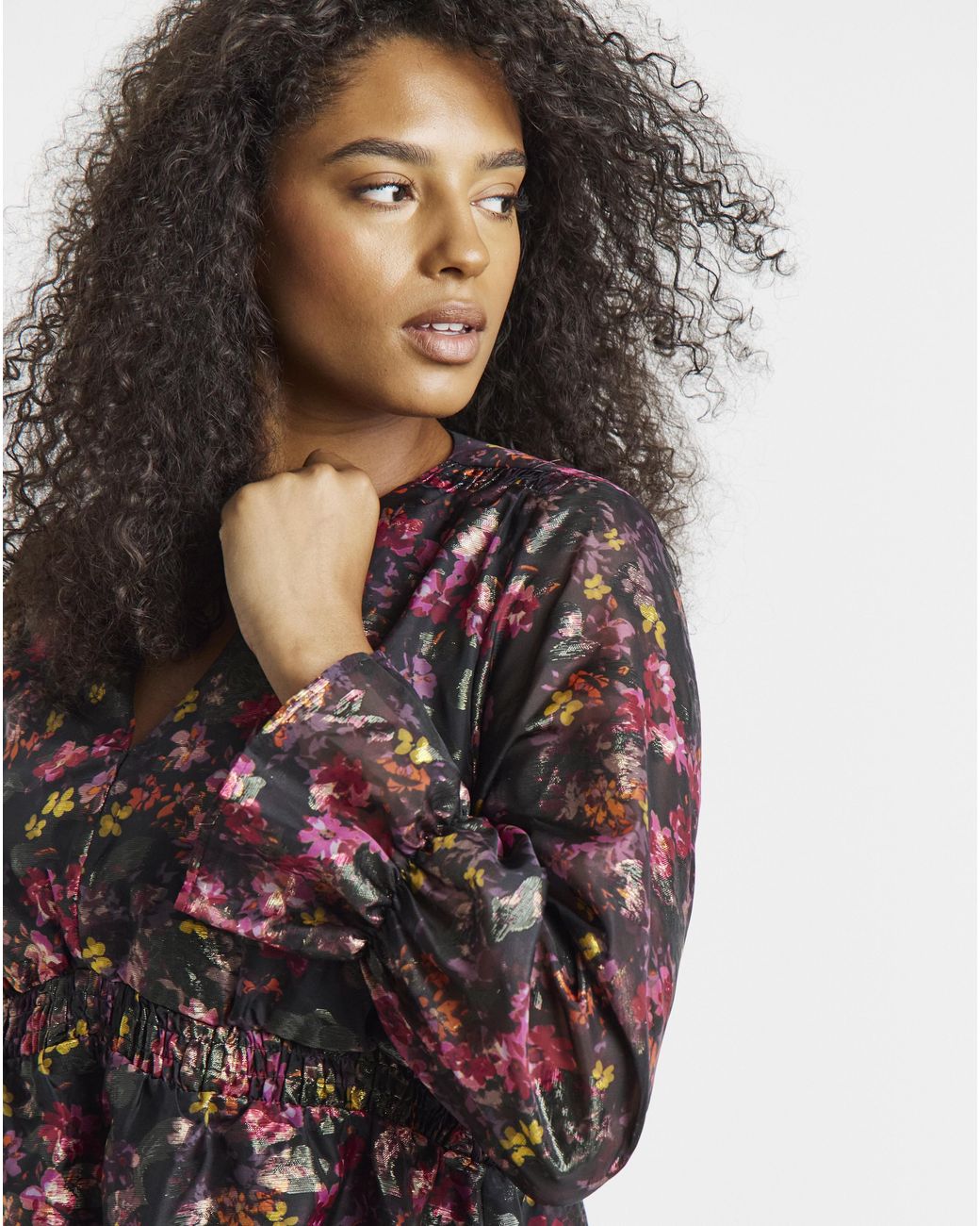 Simply Be Multicolor Foil Print V Neck Blouse