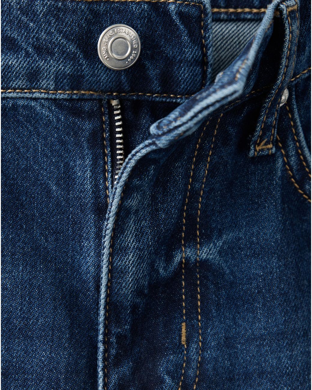 Mango Blue Mid Rise Straight Jeans