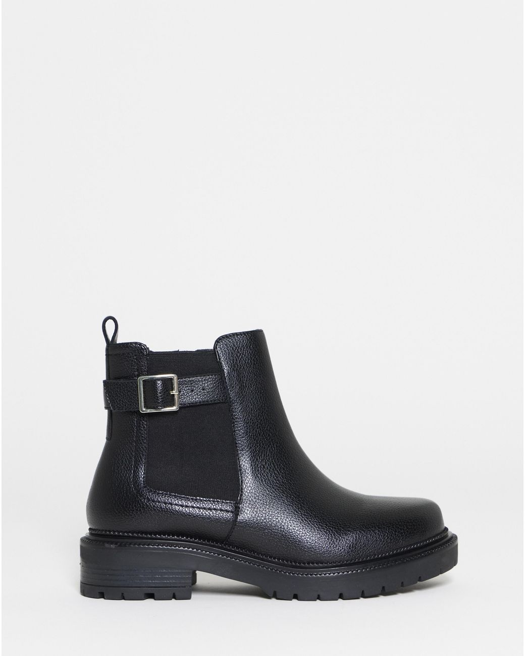 Simply Be Black Chelsea Buckle Ankle Boot Ex Wide