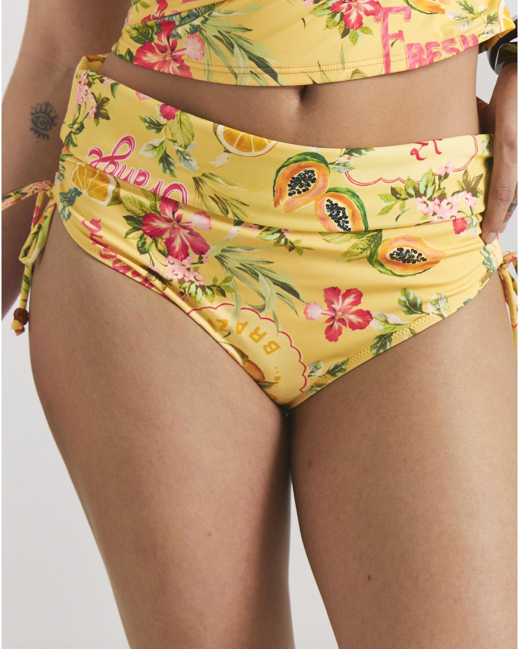 Figleaves Yellow Adjustable Foldover Bikini Bottoms
