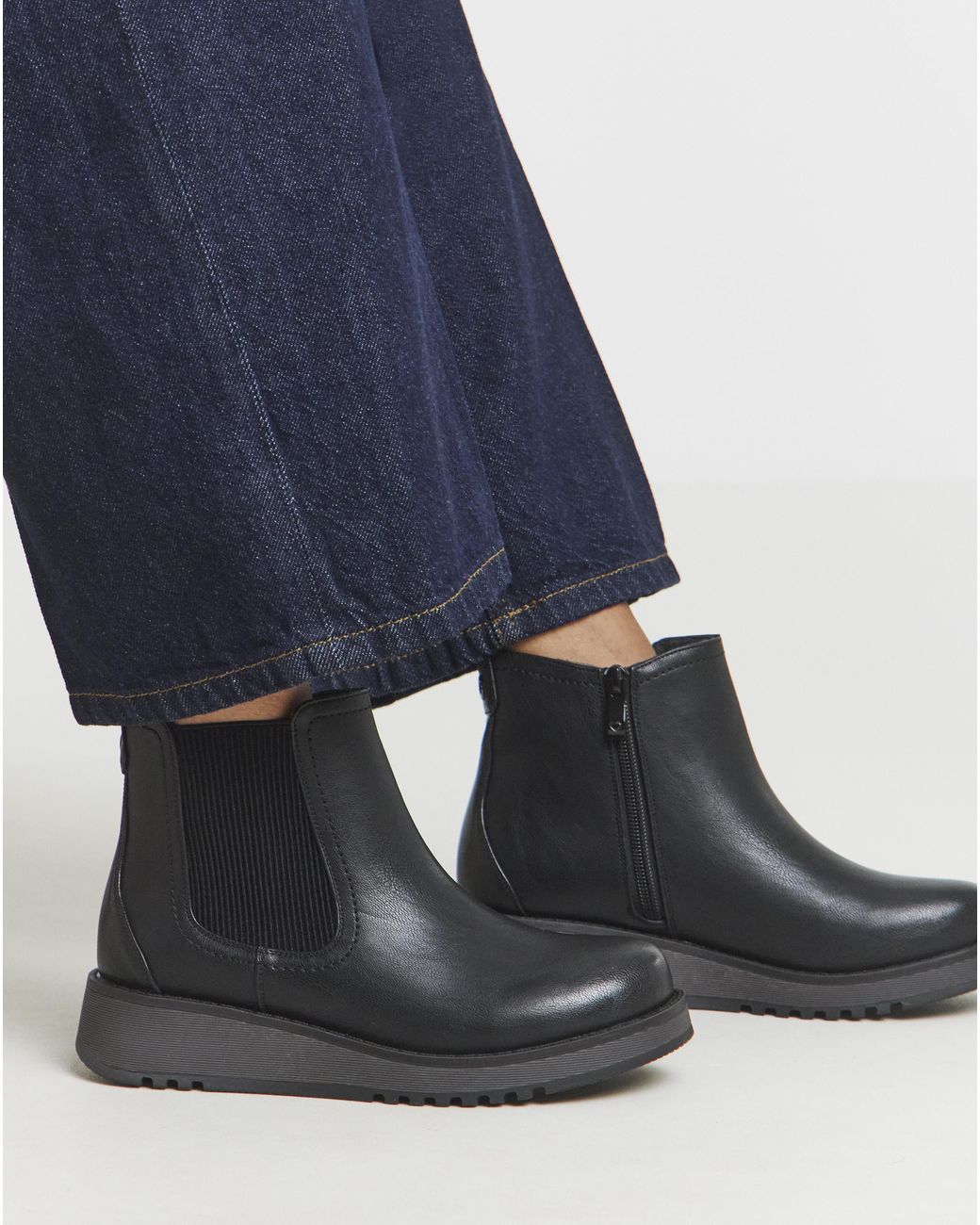 Heavenly Feet Blue Rolo Boot Wide Fit