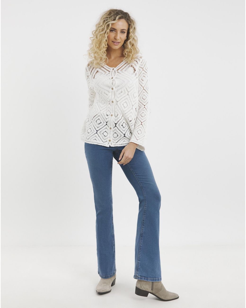 Joe Browns Gray Crochet Cardigan