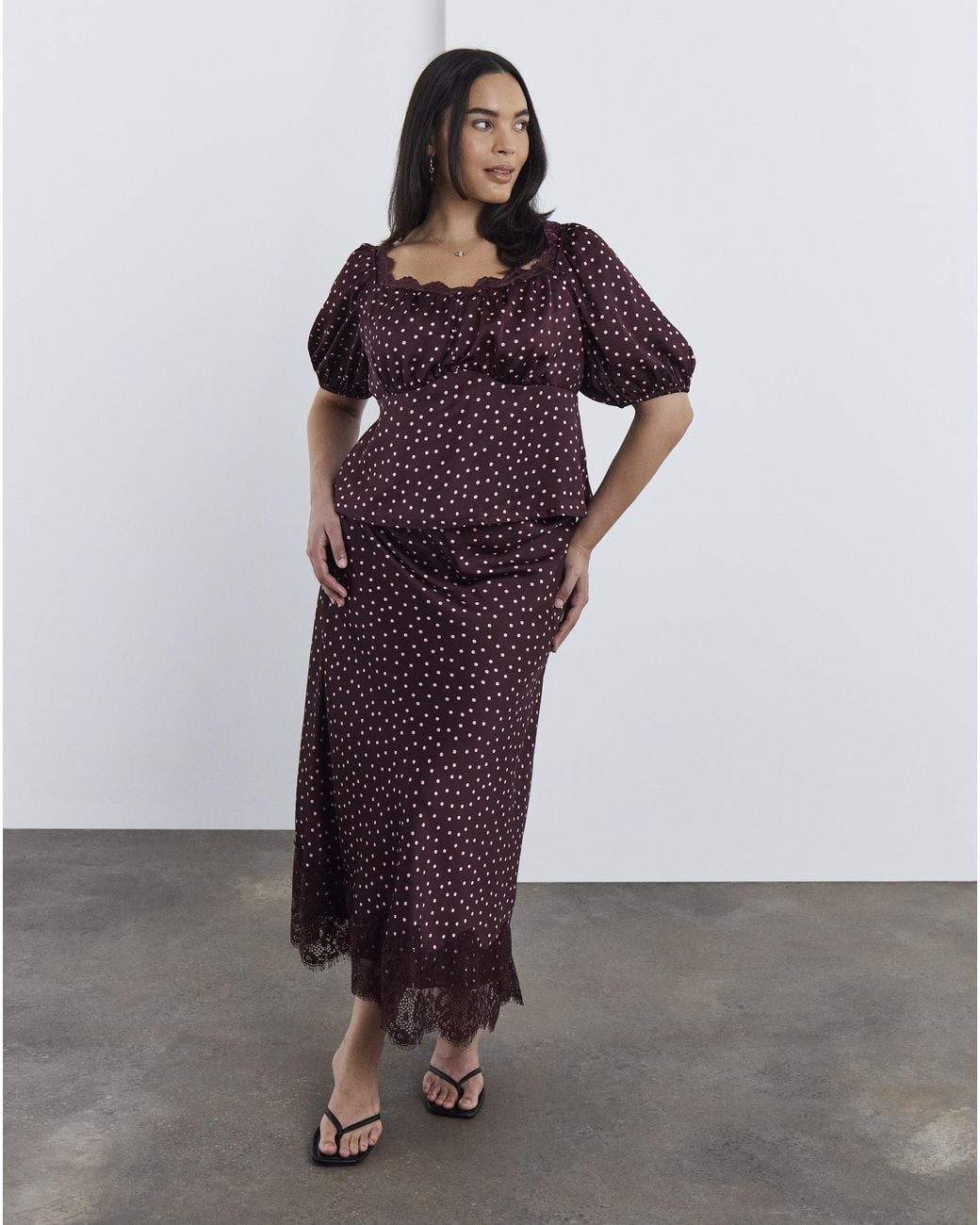 Simply Be Red Burgundy Spot Skirt Co Ord