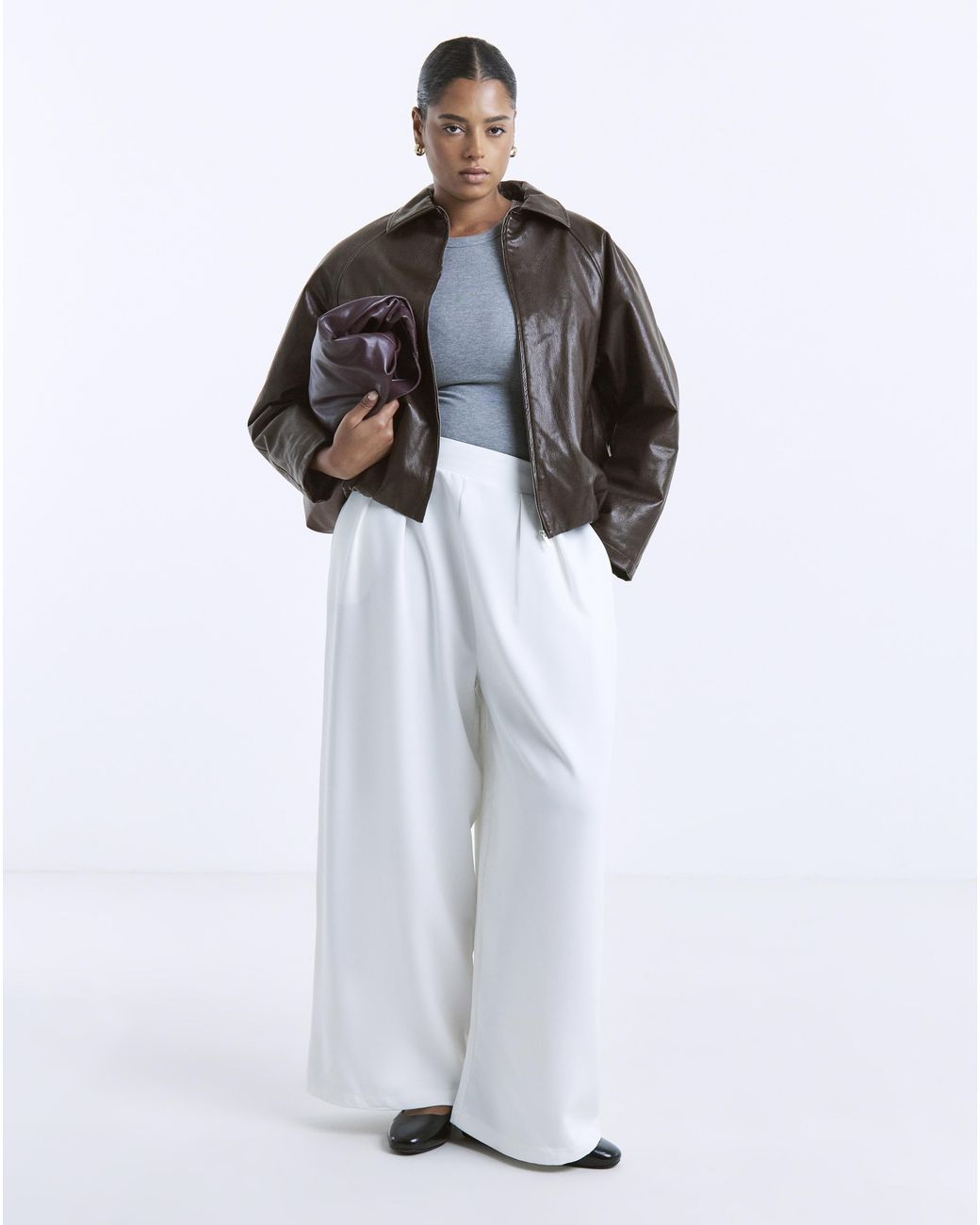 Simply Be Blue Bubble Hem Faux Leather Jacket