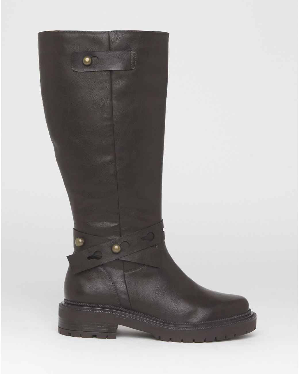 Simply Be Brown Casual Knee High Boots Wide C