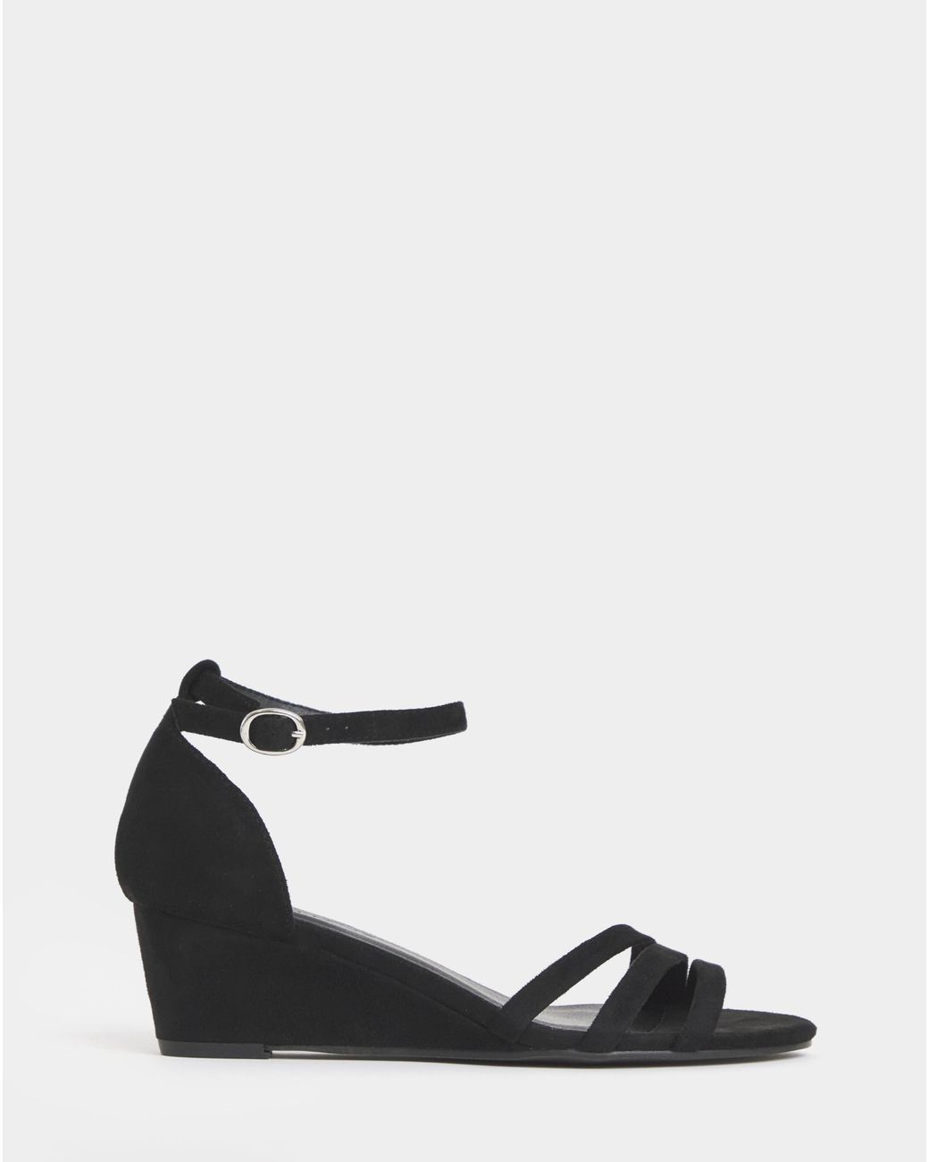 JD Williams Black Low Wedge Two Part Sandals Ex Wide