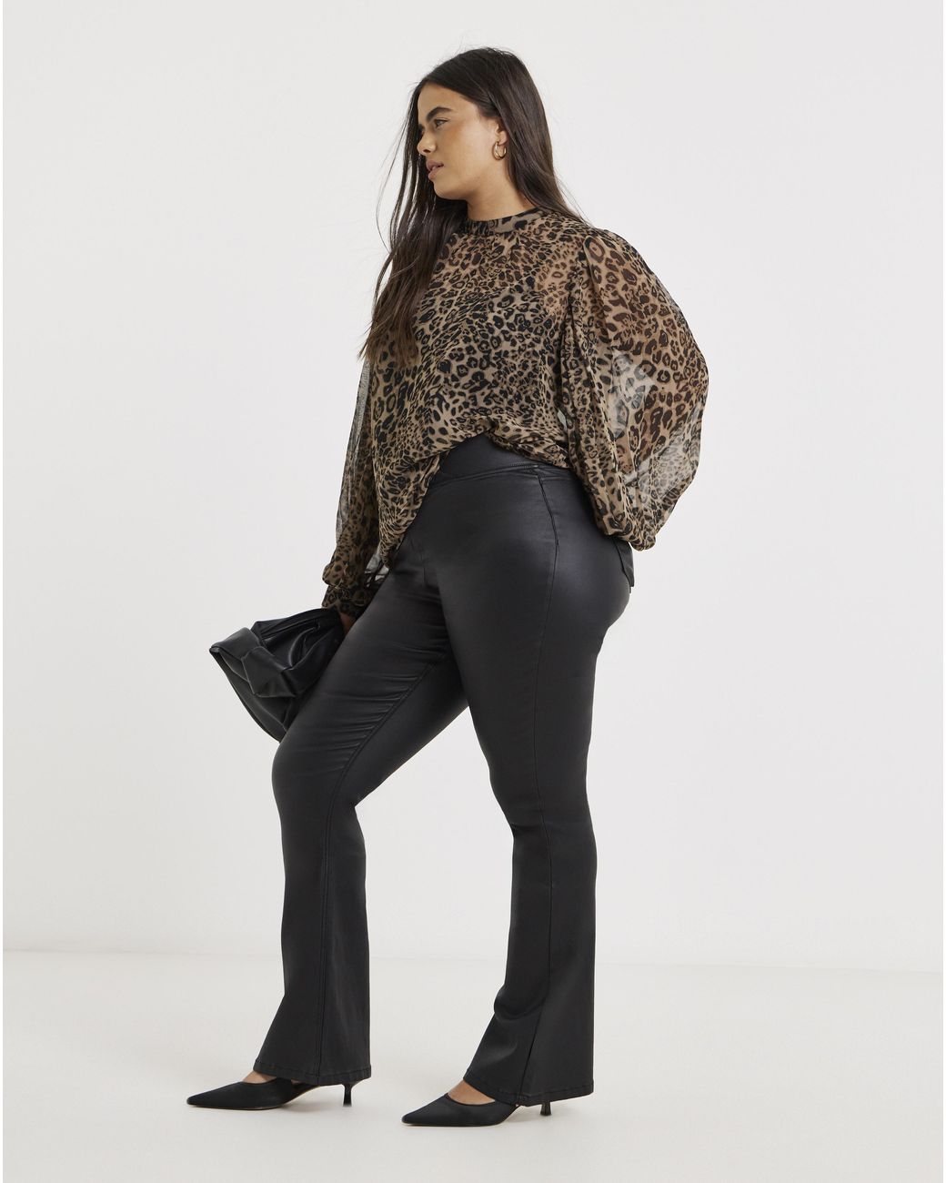 Simply Be Black Coated Flare Jeggings