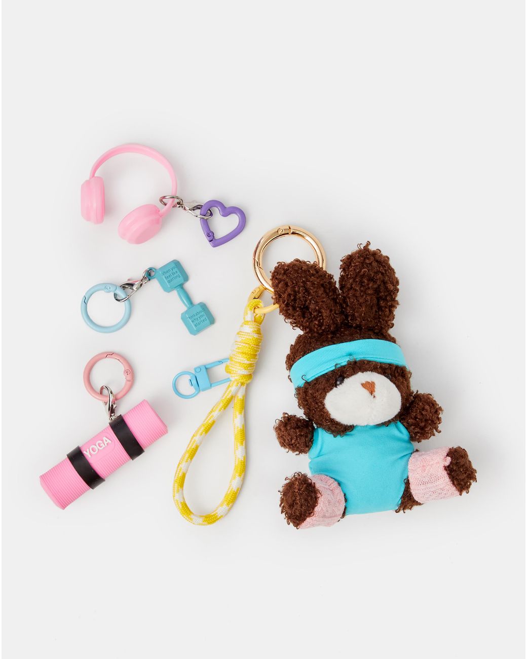 Accessorize White Gym Bunny Bag Charm