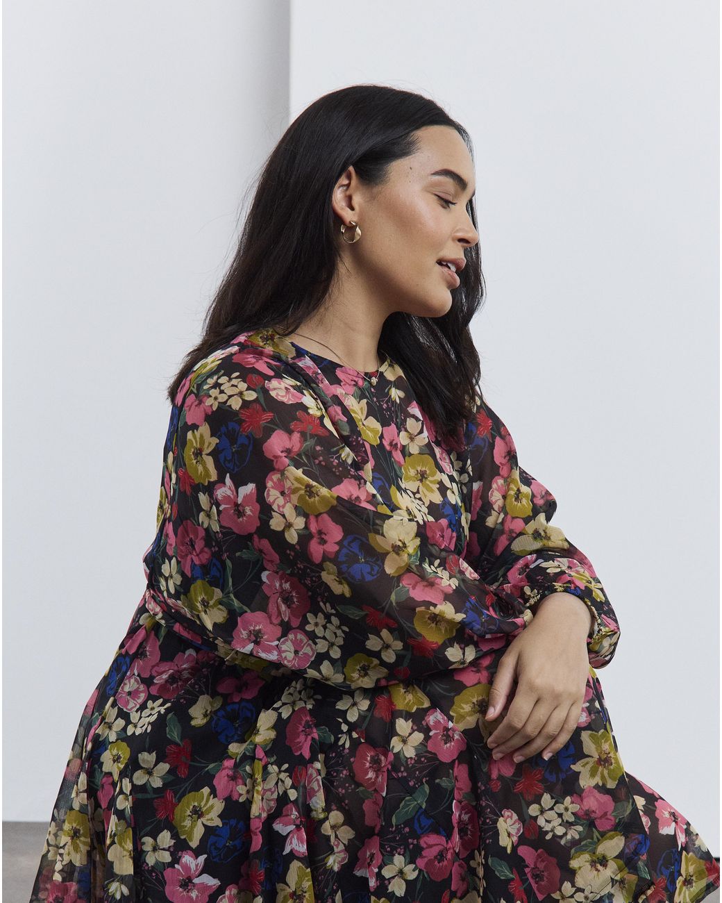 Simply Be Brown Floral Skater Dress